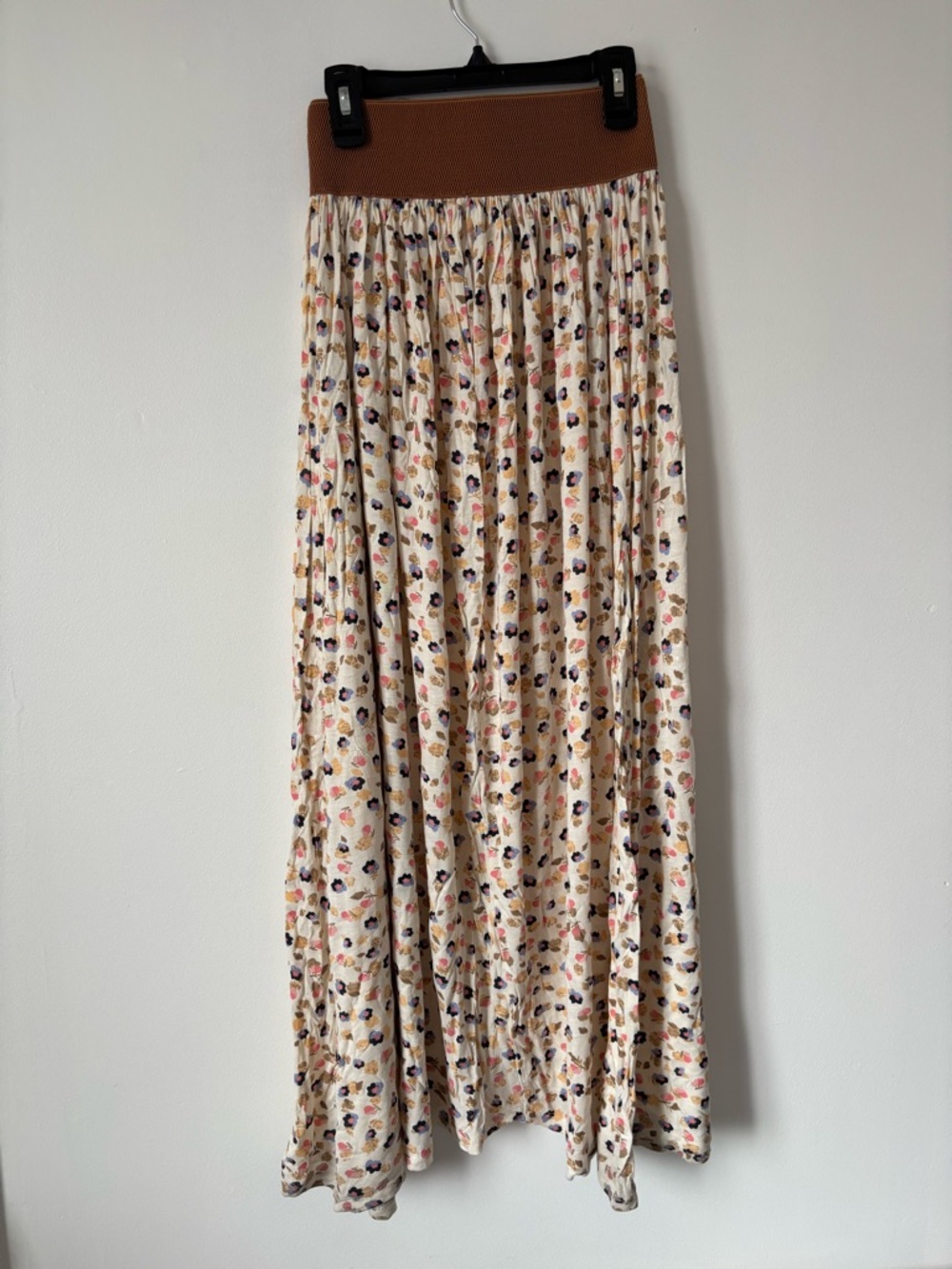 Ardene Floral Maxi Skirt Boho Lace Up Corset Waist Floral Print Cream size XS - Picture 3 of 5
